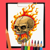 Fire Skull Coloring Book